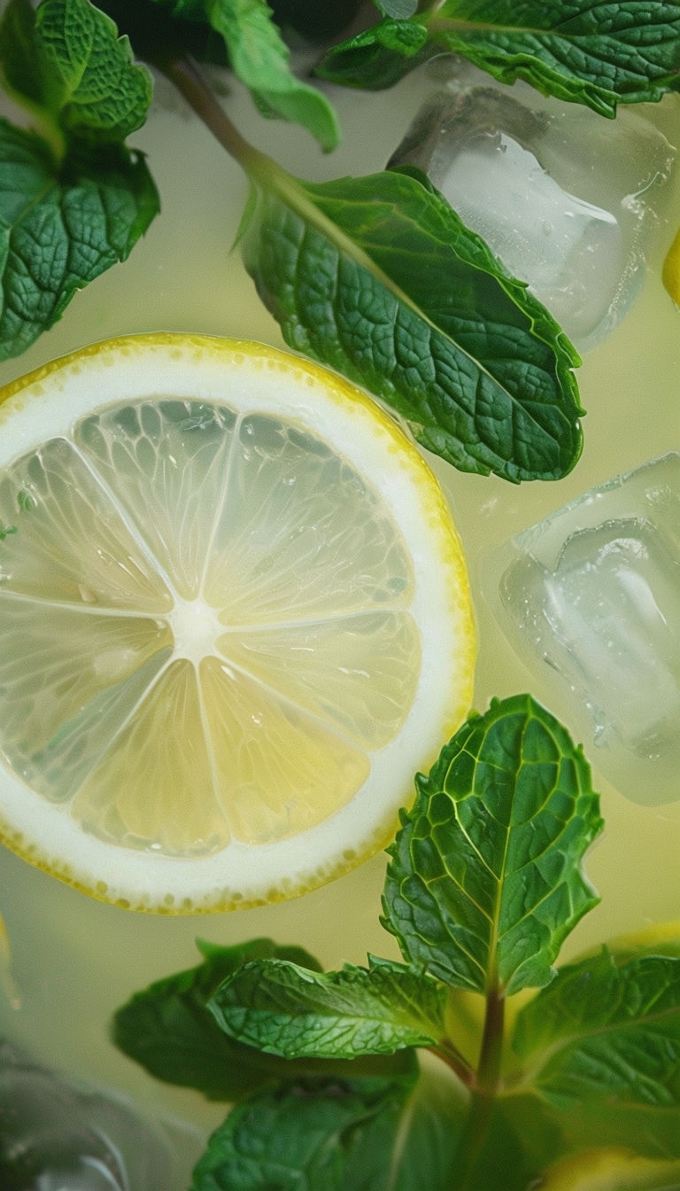 Refreshing Mint Lemonade Close-Up Photography Mobile Wallpaper
