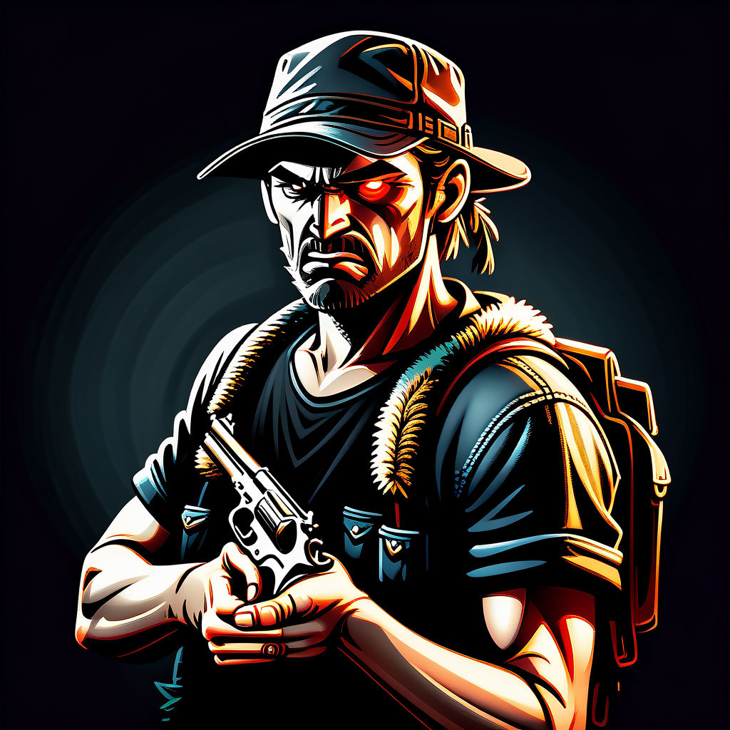 Nomadic angry west man wear a cap. Use a gun by Paradise In your dream