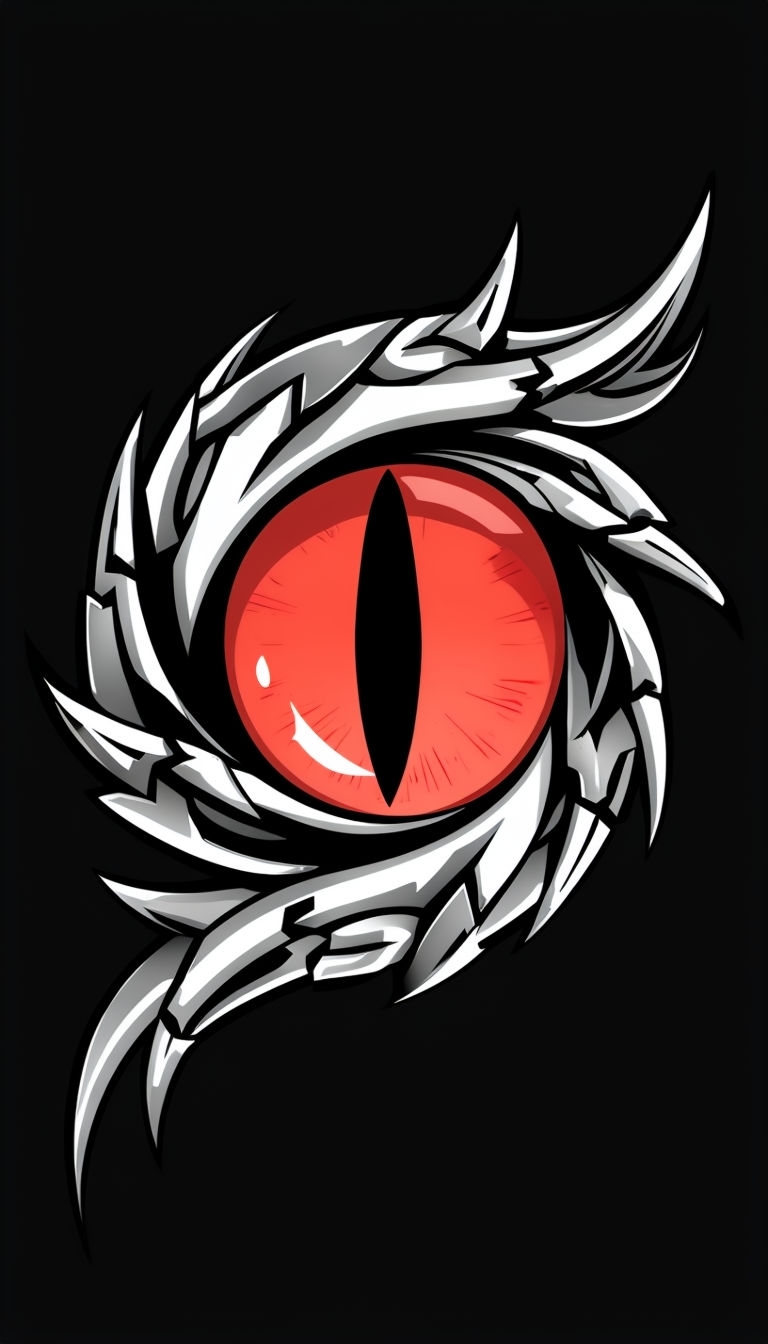 Stylized Red Dragon Eye Illustration with Chain-Link Pattern Phone Case Cover