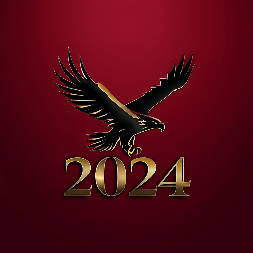 Elegant Bald Eagle 2024 Logo with Metallic Gold Accents - Playground