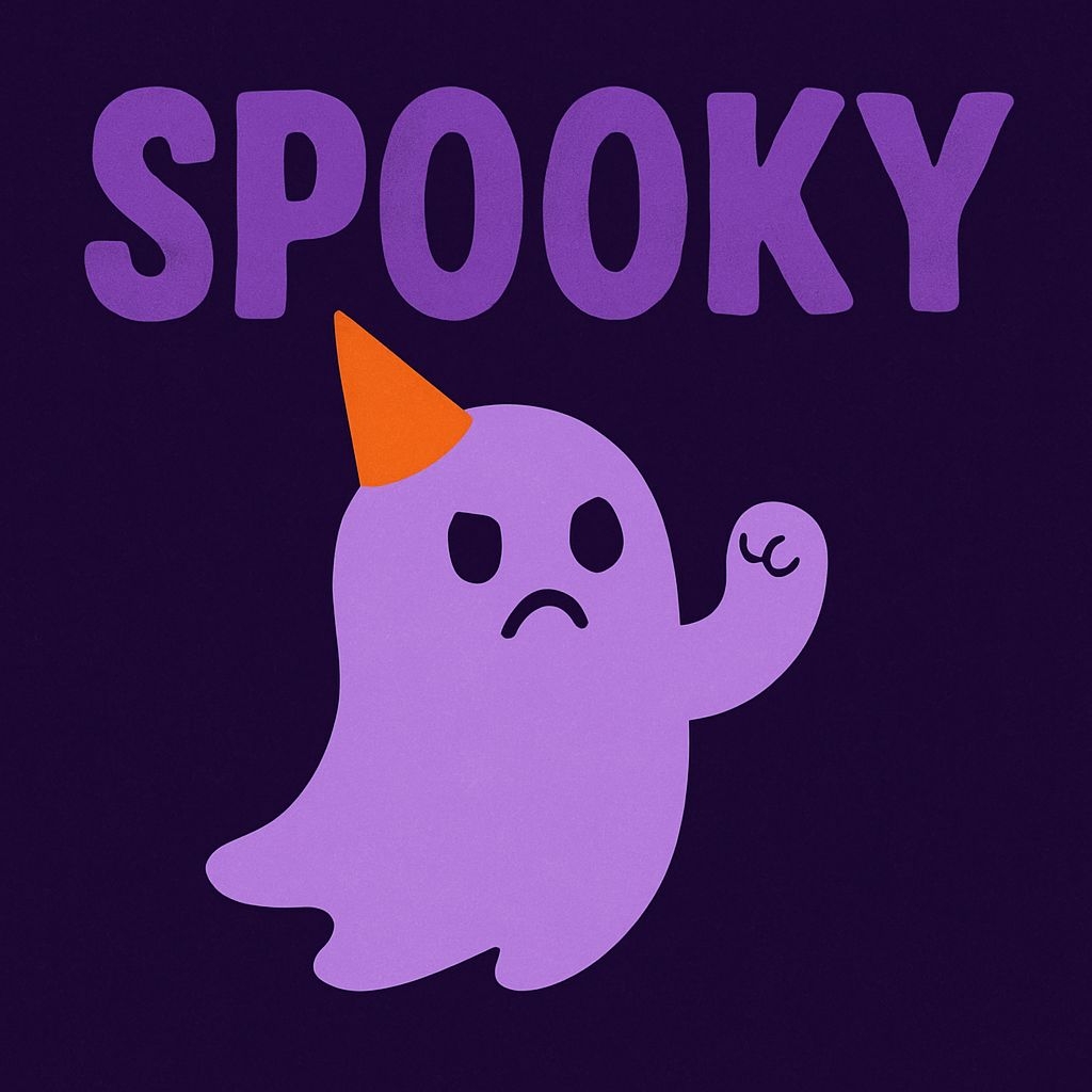 Playful Lavender Ghost with Spooky Text Cartoon T-Shirt