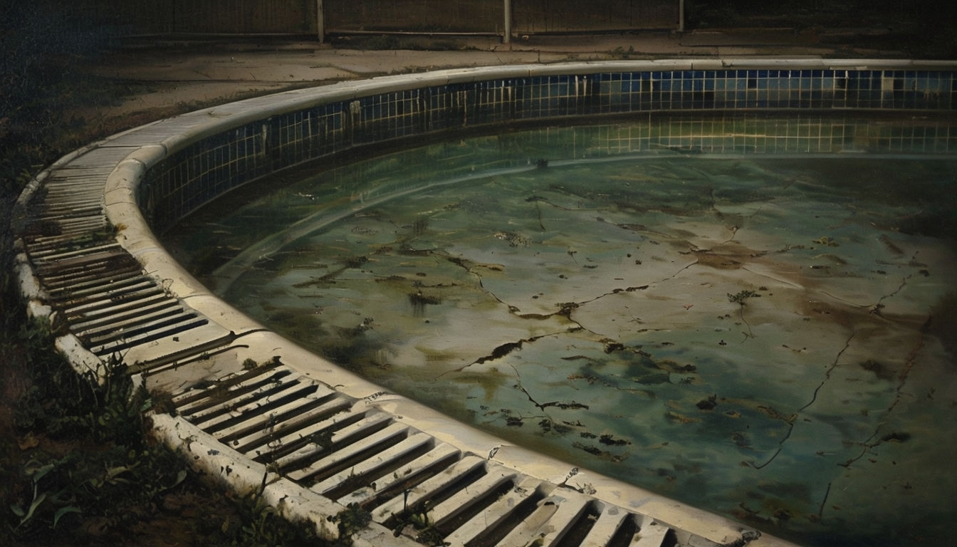 Abandoned Baroque Swimming Pool Illustration Virtual Background