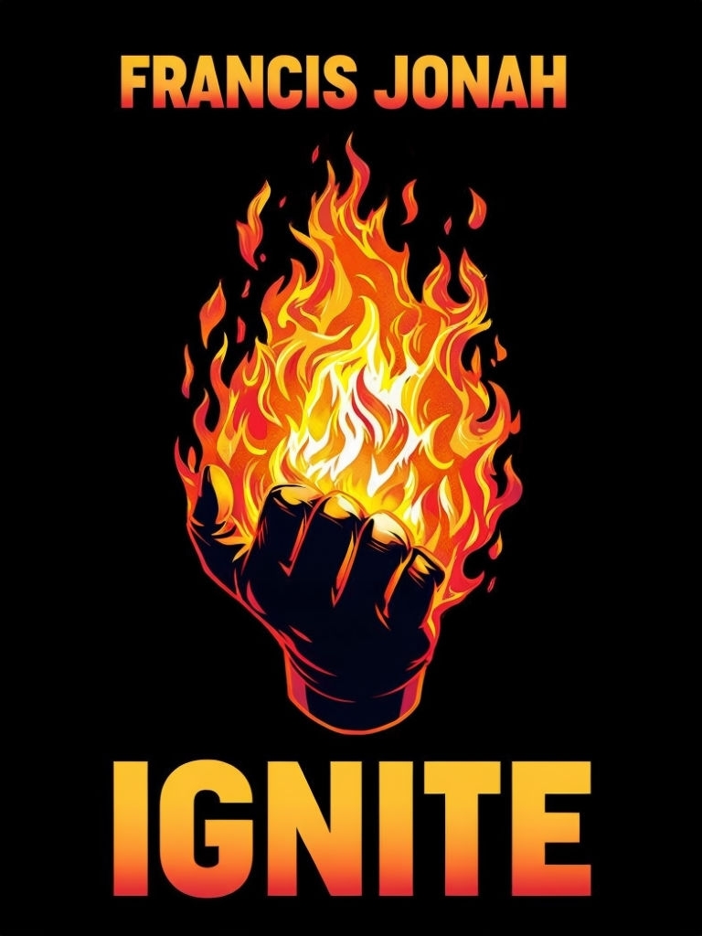 Powerful Ignite Book Cover Featuring Fiery Hand Illustration EBook Cover