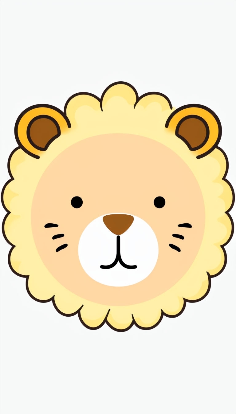 Cute Minimalist Lion Face Cartoon Illustration Phone Case Cover