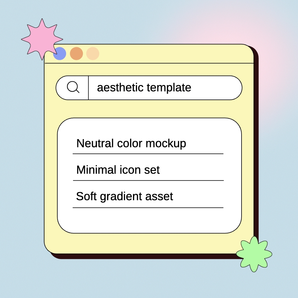 Stylized Browser Window Illustration with light Pastel Colors Sticker