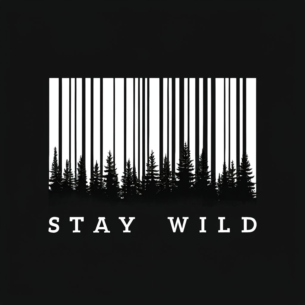 Stay Wild Minimalist Barcode Nature Art T-Shirt