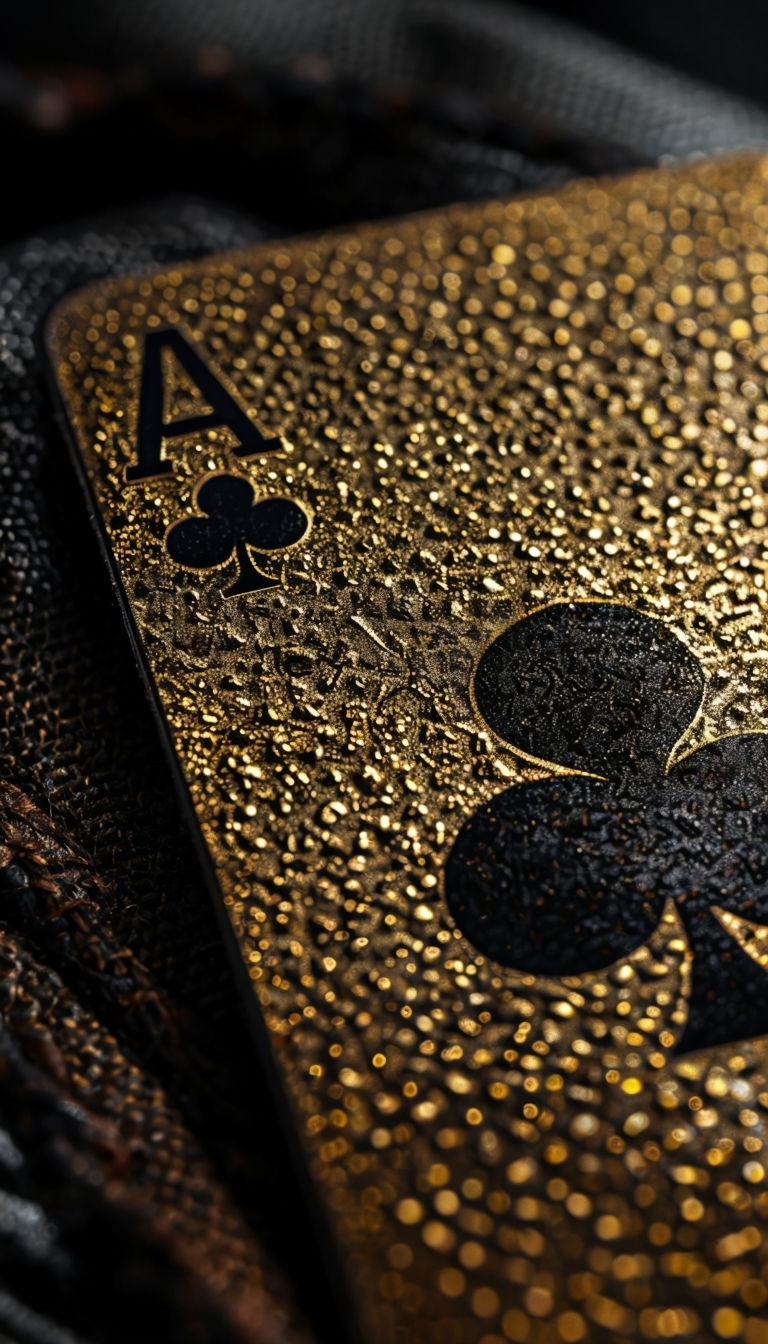Luxurious Gold Ace of Clubs Playing Card Close-Up Image Mobile Wallpaper