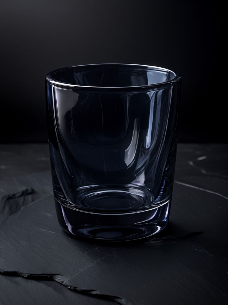 Elegant Navy Blue Glass Tumbler Mockup on Dark Slate Surface