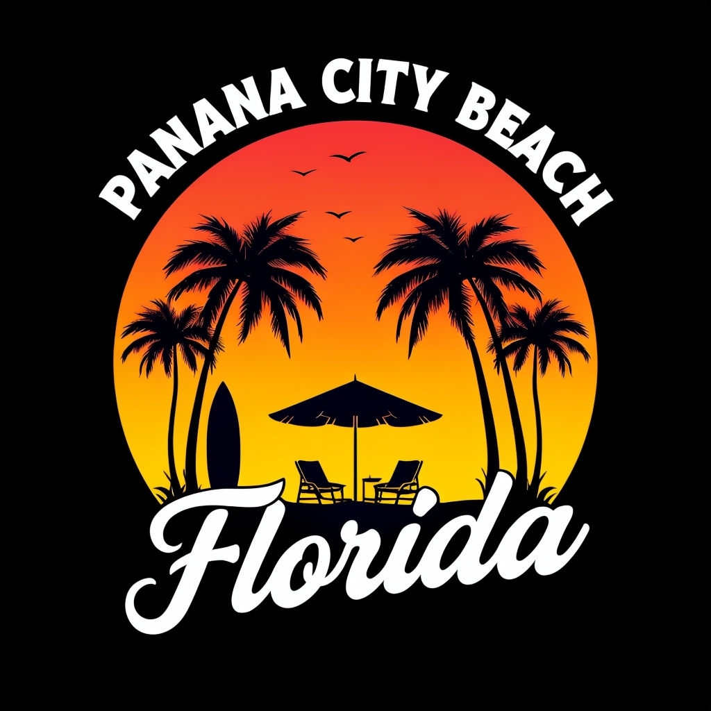 Tropical Sunset Beach Scene with Palm Trees T-Shirt