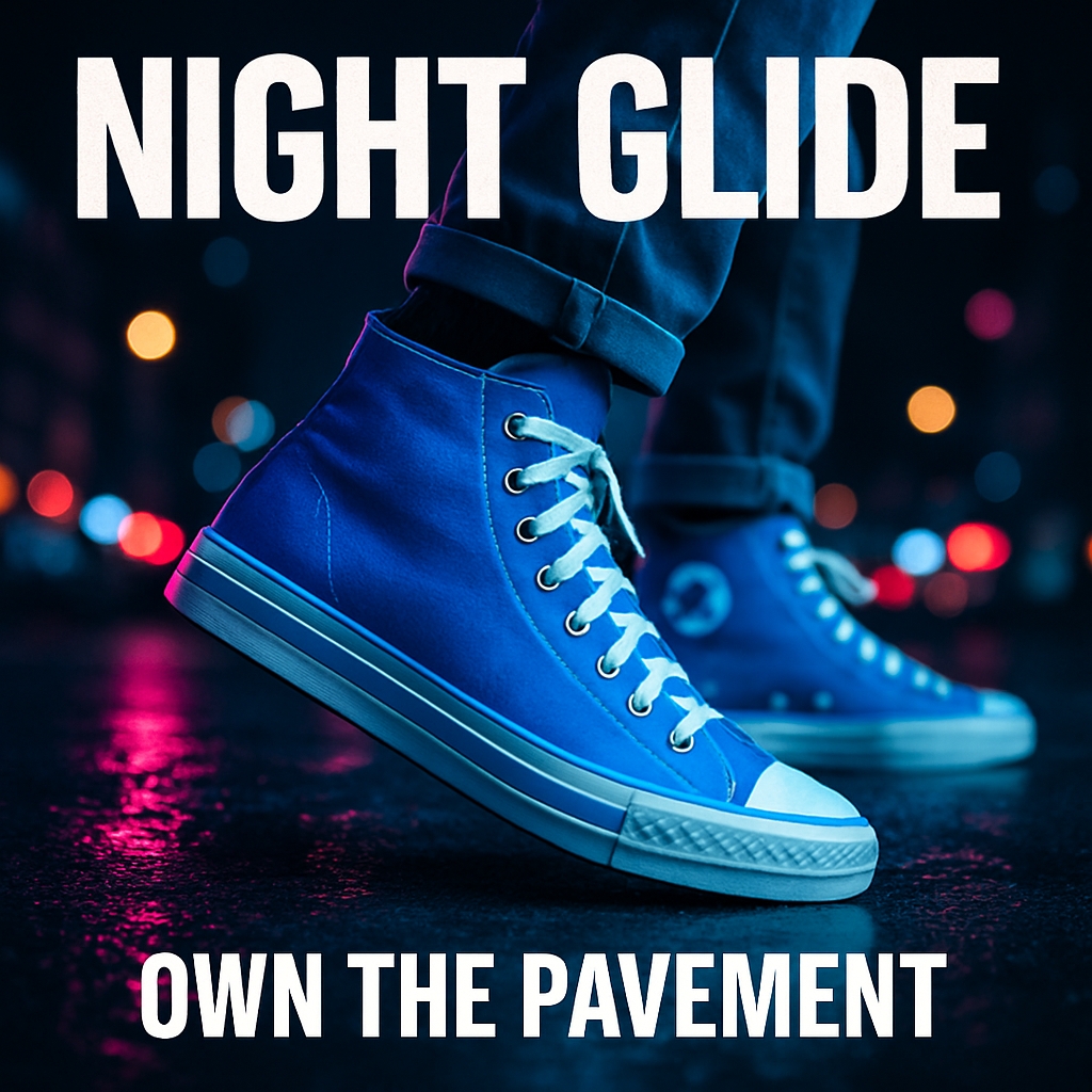 Dynamic Night Glide Sneaker Advertisement with Urban Vibes Ads
