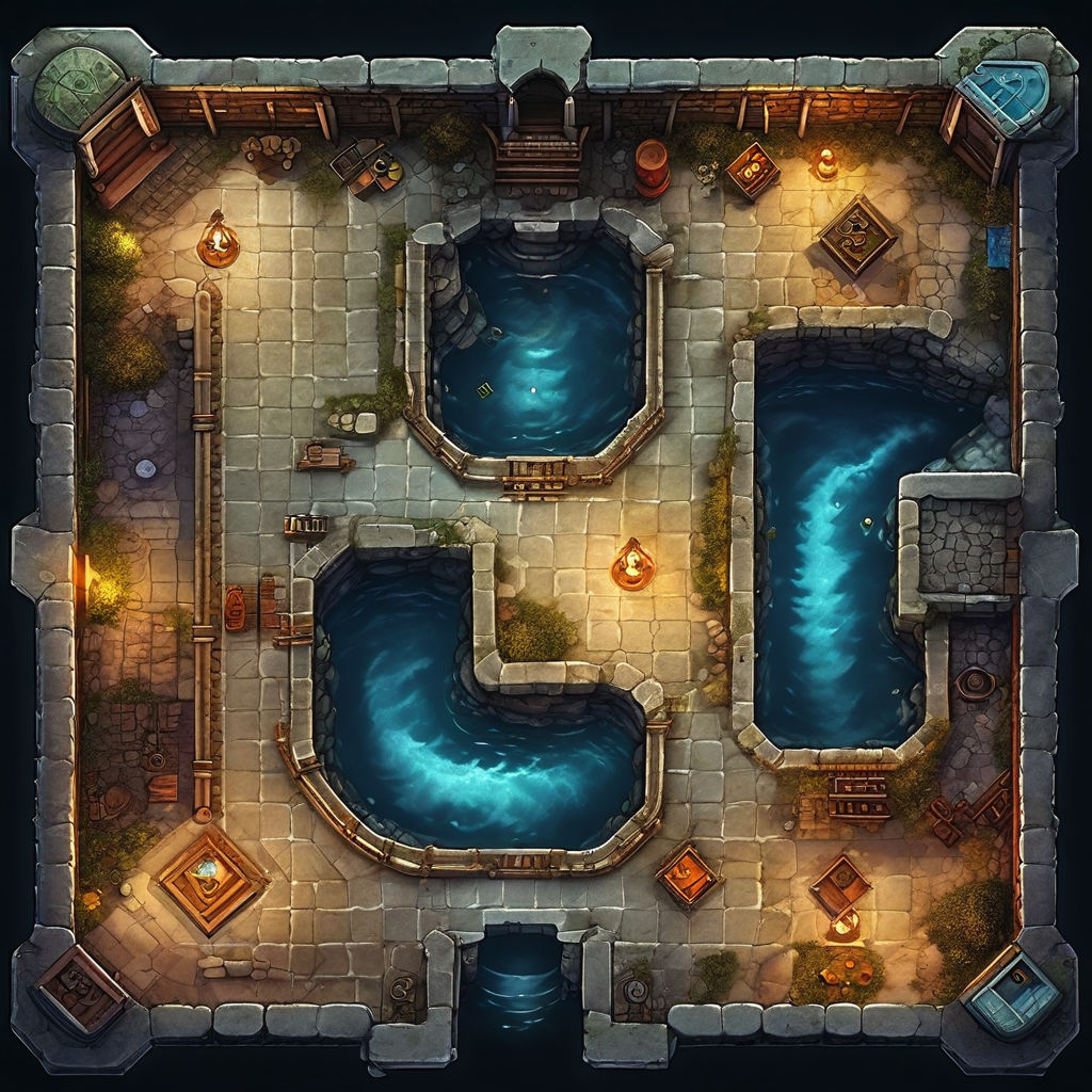 Top-down tabletop battlemap by Rafael Leal - Playground