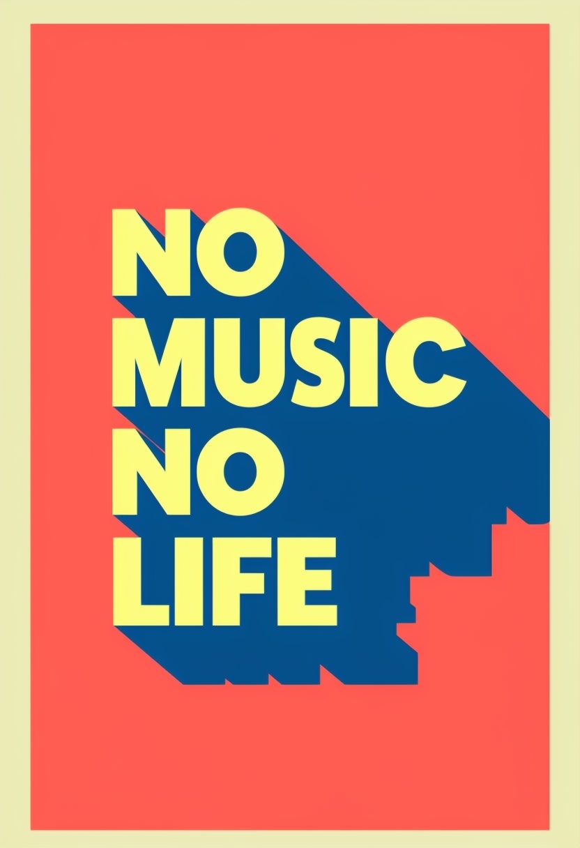 No Music No Life Motivational Modern Minimalist Poster