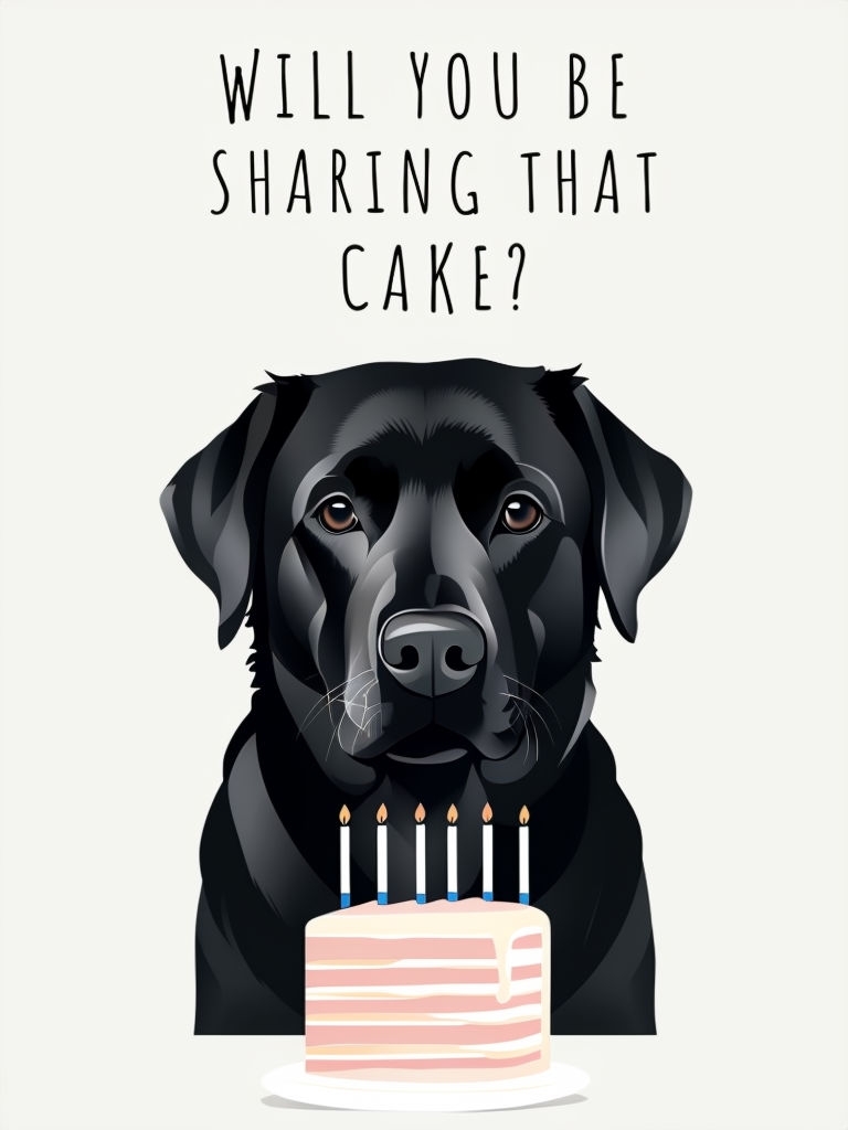 Labrador Retriever Birthday Cake Invitation Illustration Card