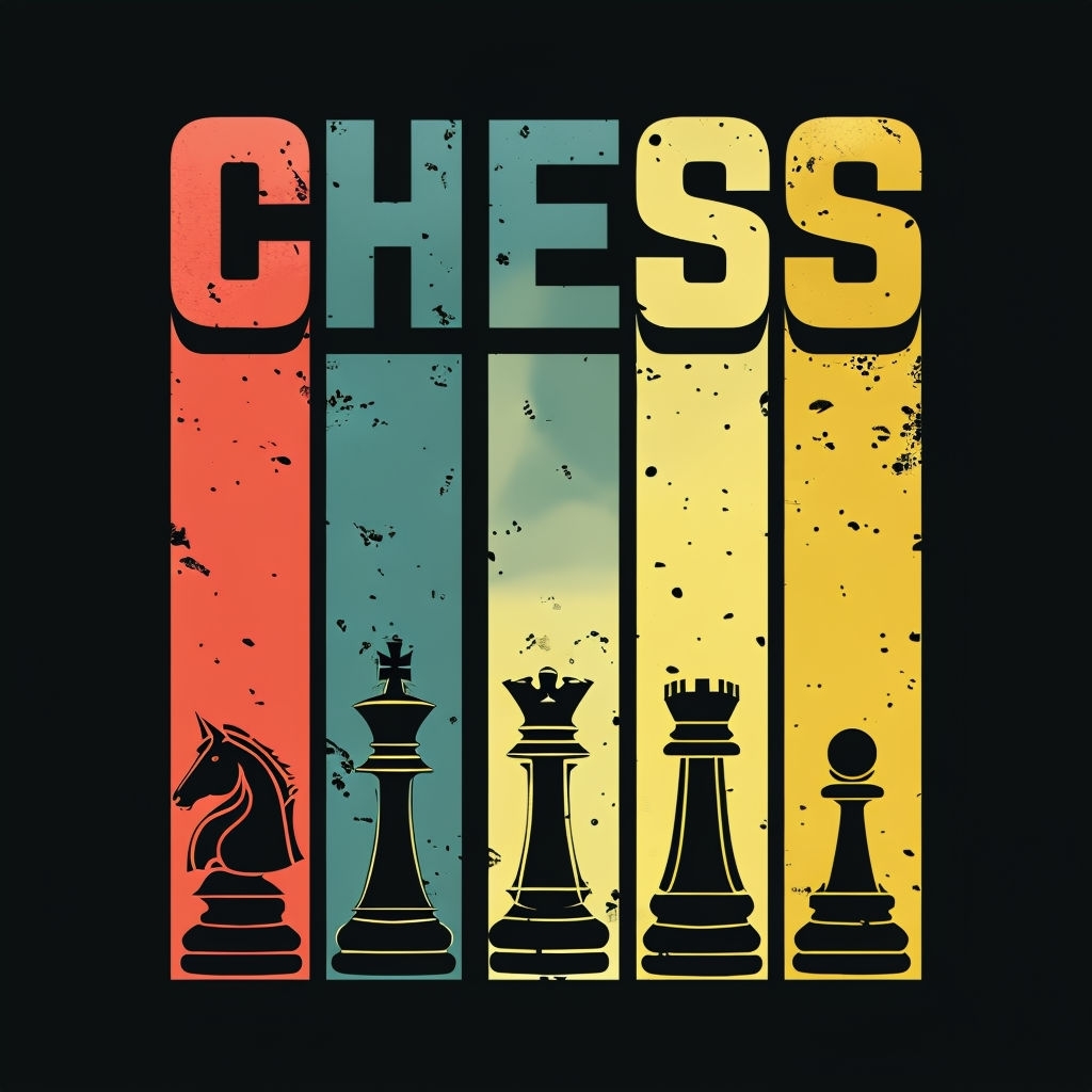 Vintage Retro Chess Graphic Design T-Shirt