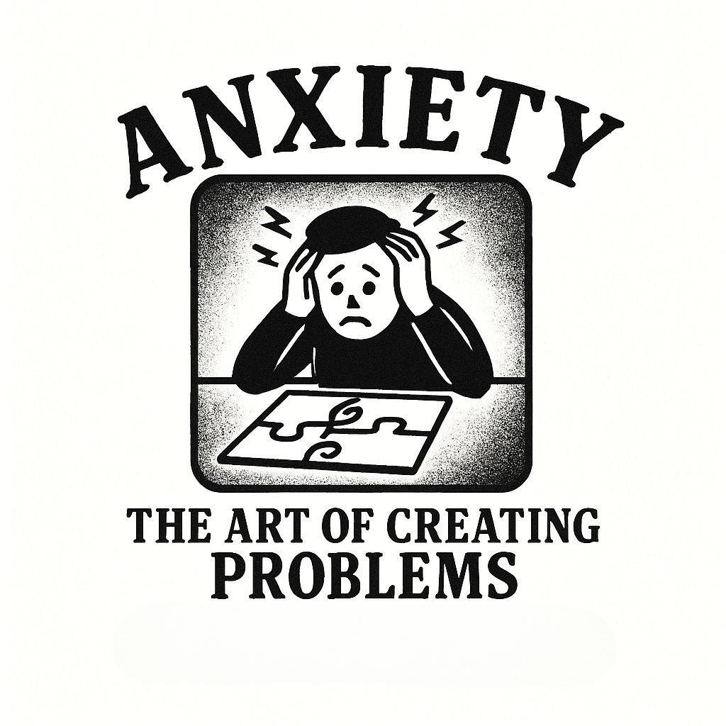 Anxiety Cartoon Illustration with Puzzle Piece Sticker