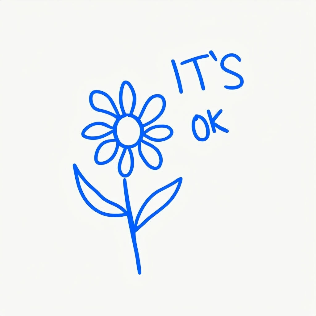 Minimalist Motivational Flower Design with "It's OK" T-Shirt