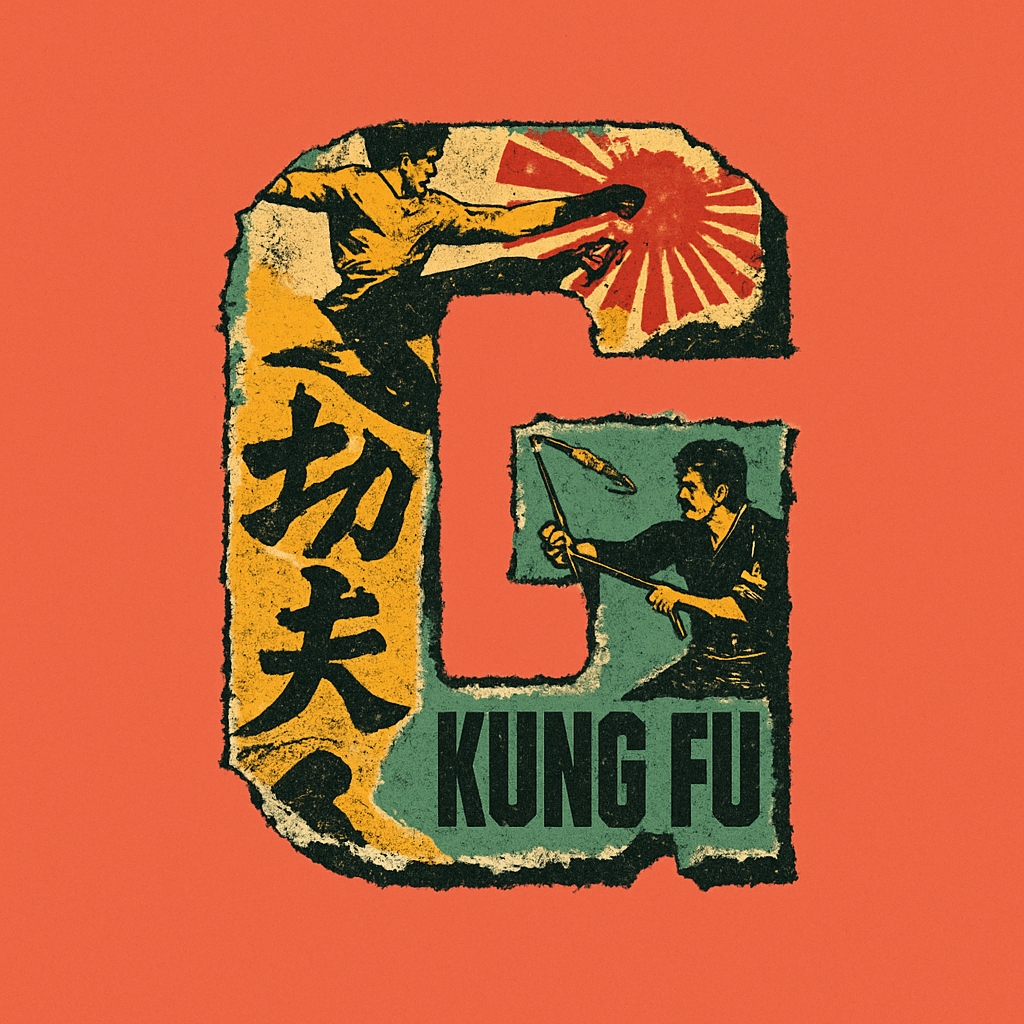 Stylized G Martial Arts Vintage Poster Design Monogram