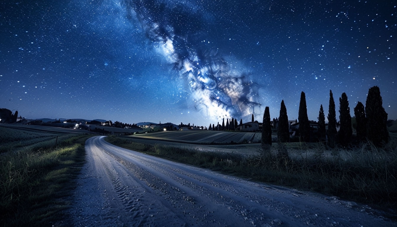 Serene Starry Night Landscape with Milky Way Virtual Background