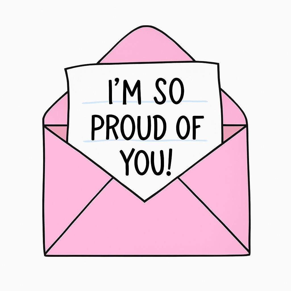 Pink Envelope with Proud Message Illustration Sticker