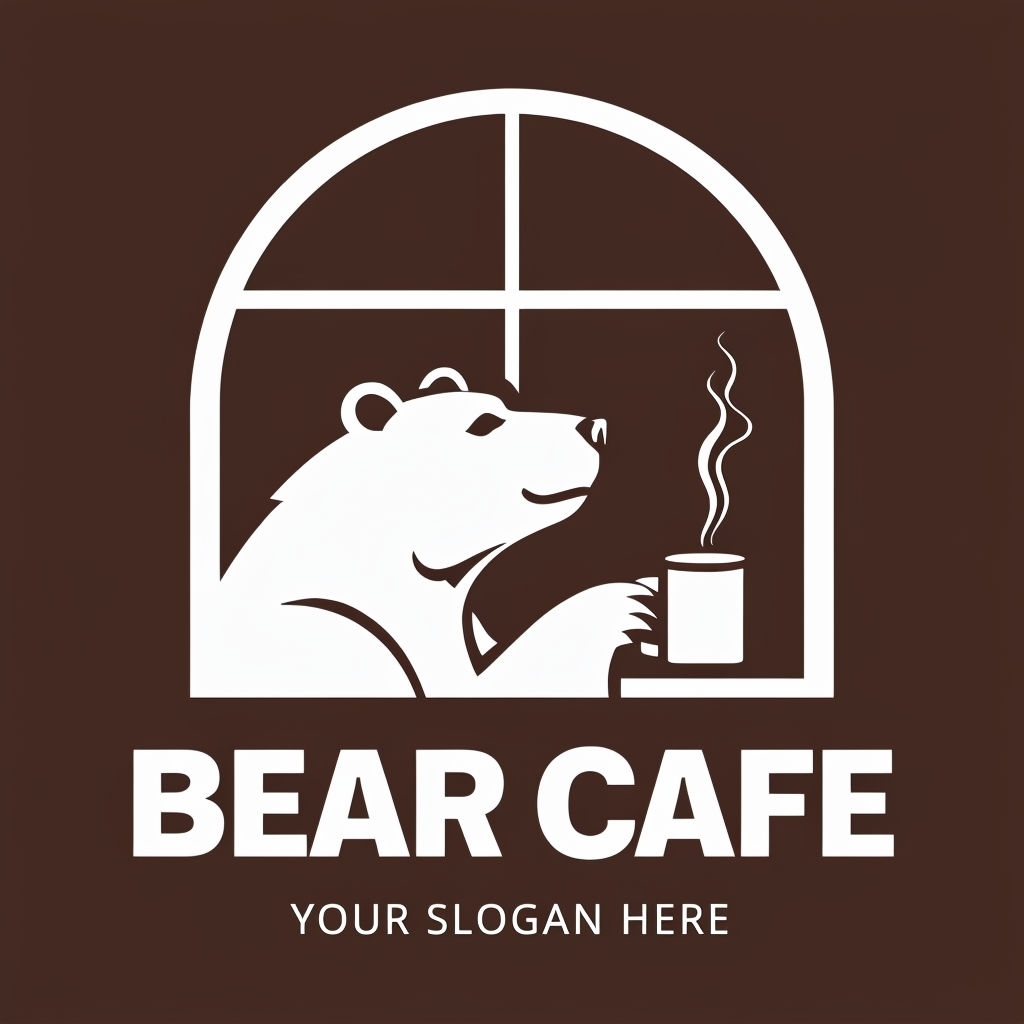 Minimalist Bear Cafe Logo Design with Cozy Aesthetic