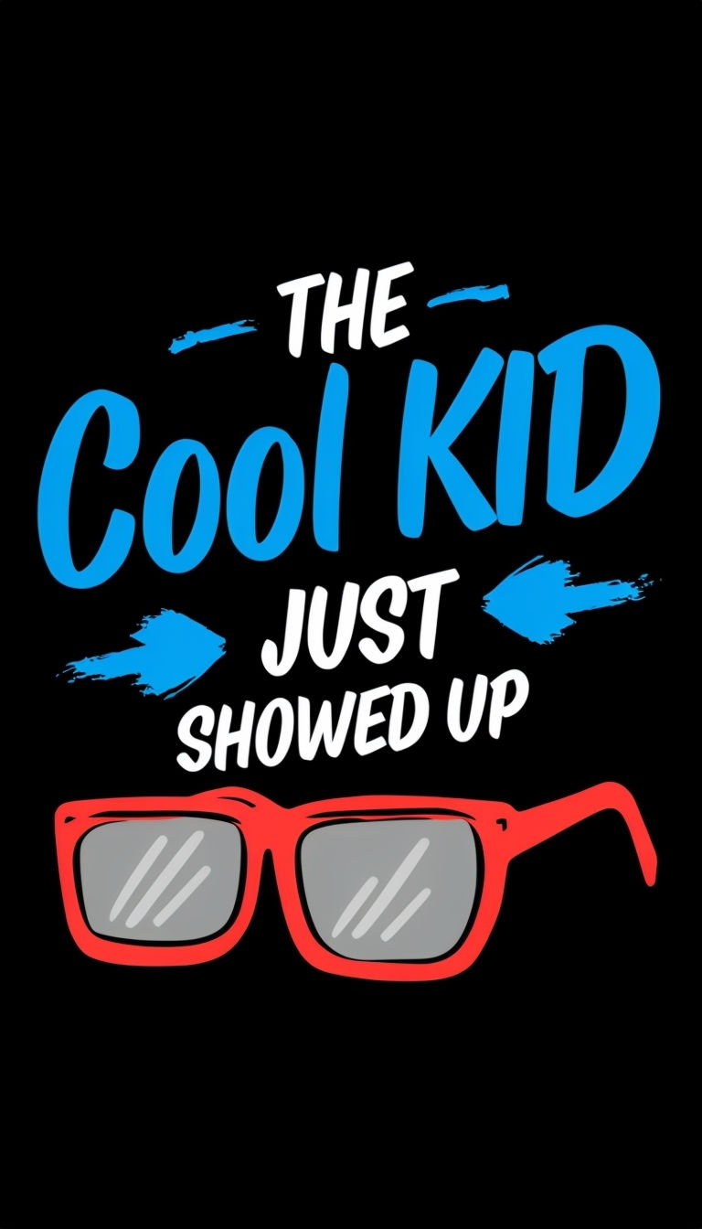 Playful "The Cool Kid Just Showed Up" Illustration Poster