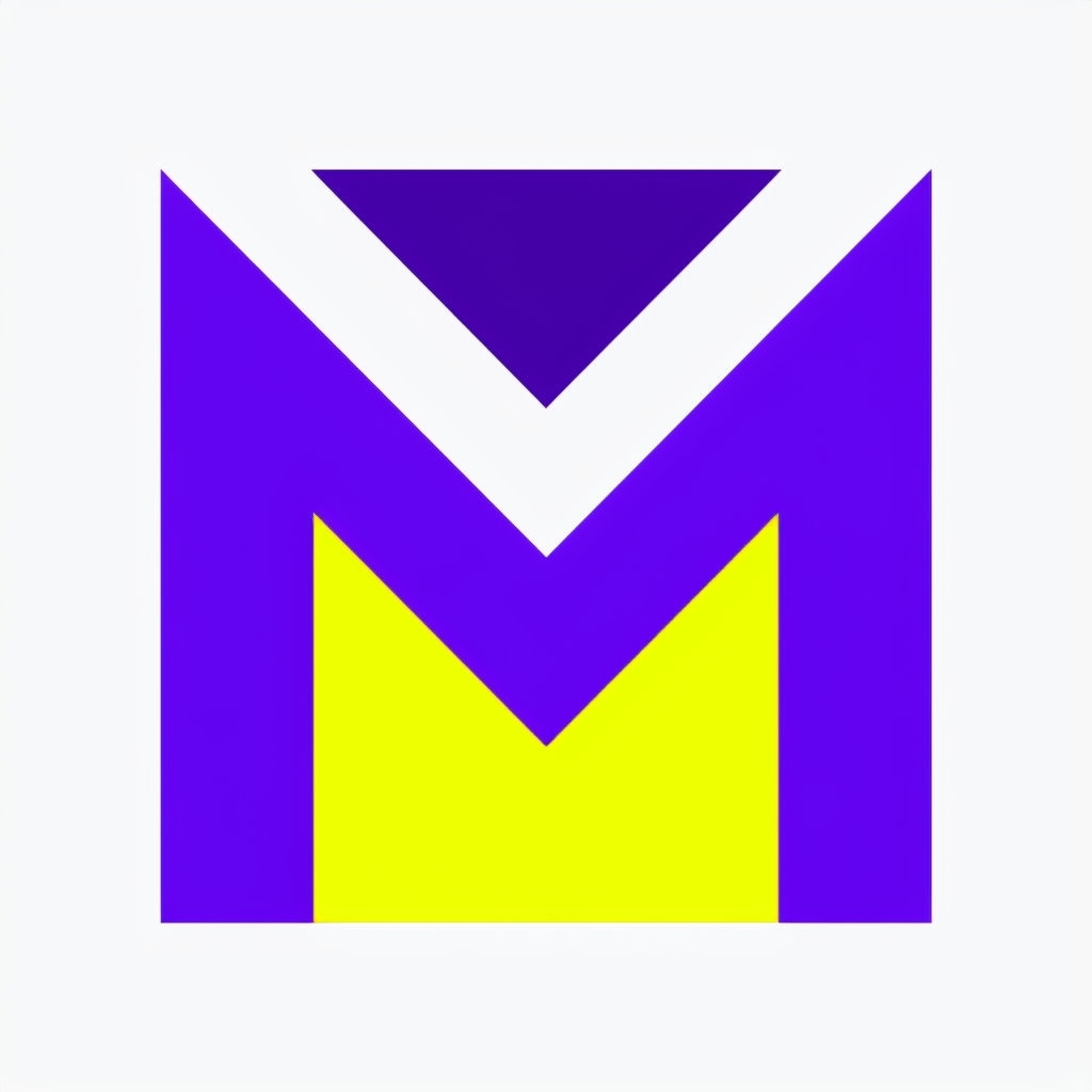 Vibrant Geometric 'M' Logo Design in Bold Color Blocks Monogram