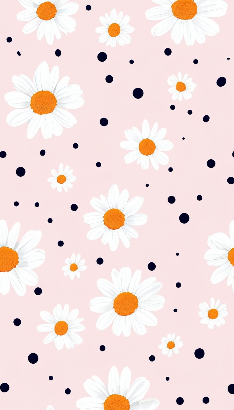 Cheerful Daisies on Pale Pink Background Phone Case Cover