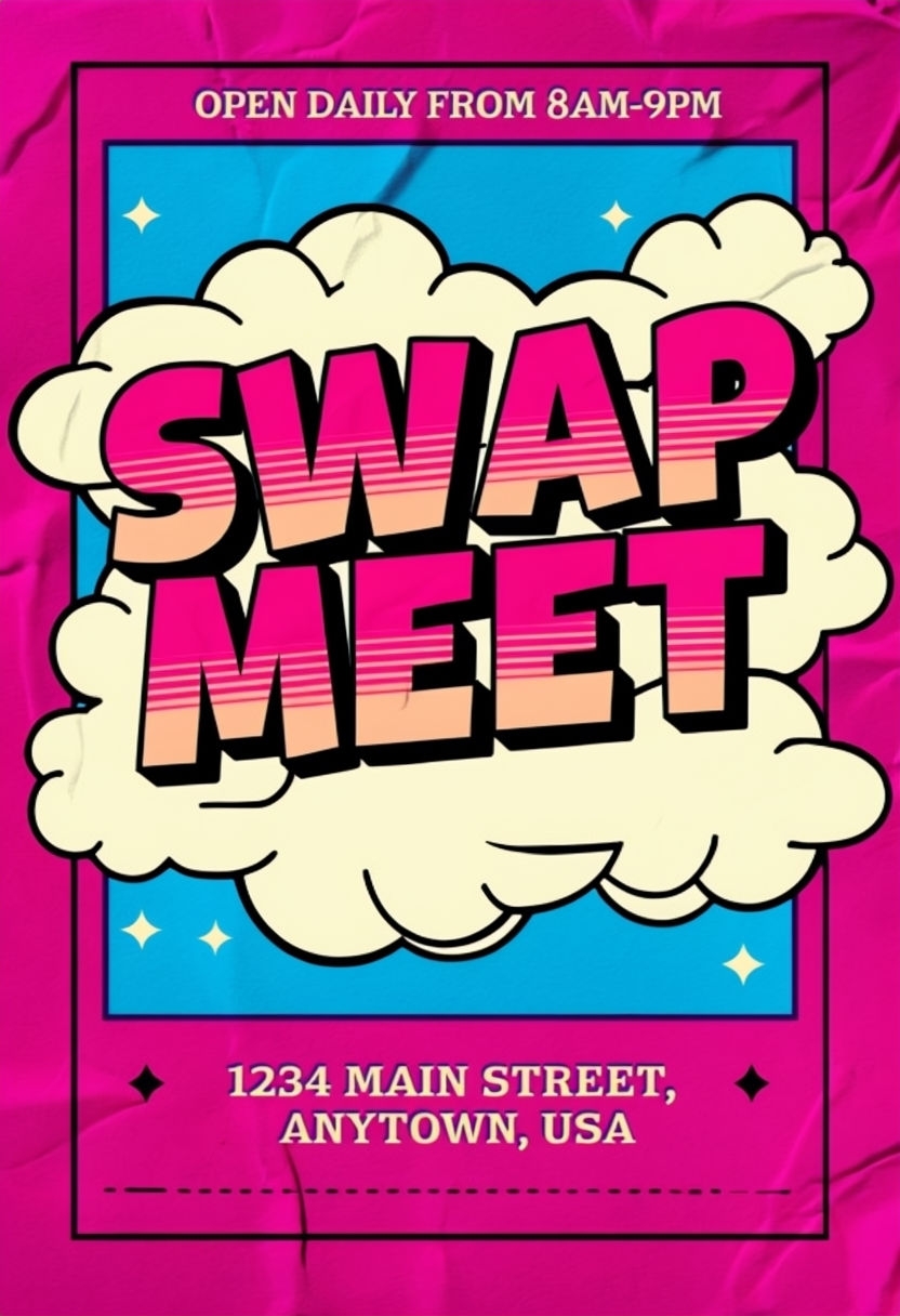 Vibrant Retro Swap Meet Promotional Poster Design Event Sign