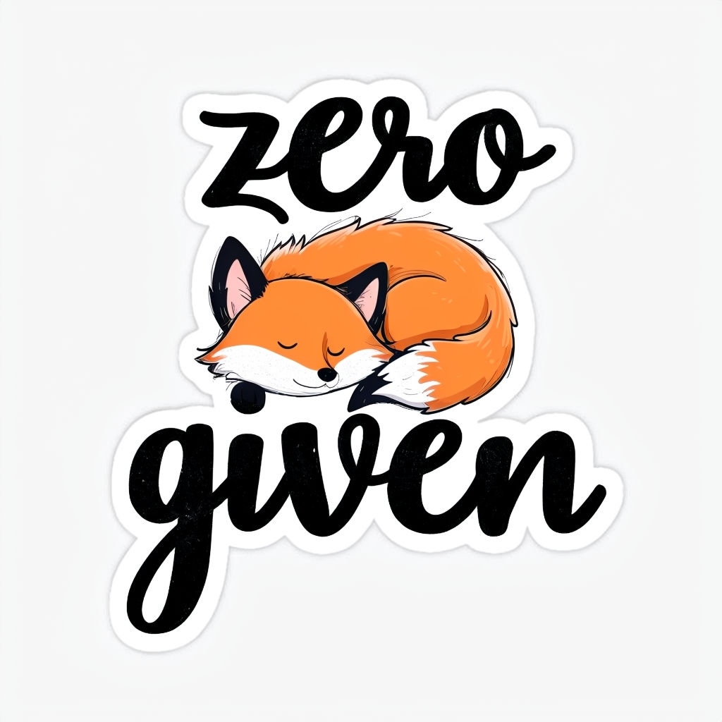 Whimsical Zero Given Fox Illustration Sticker