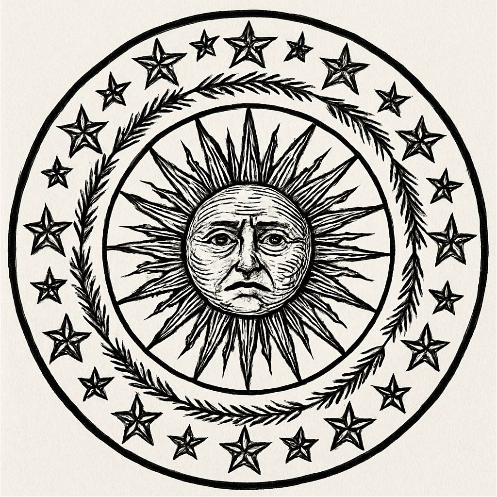 Mystical Black and White Sun Face Design for Hat