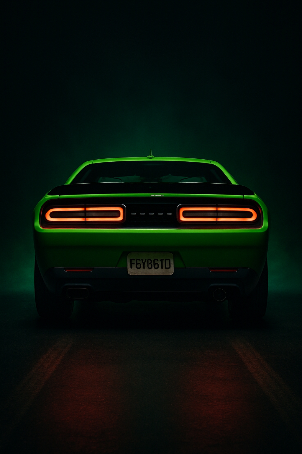 Vibrant Neon Green Dodge SRT8 Muscle Car Photography Mobile Wallpaper