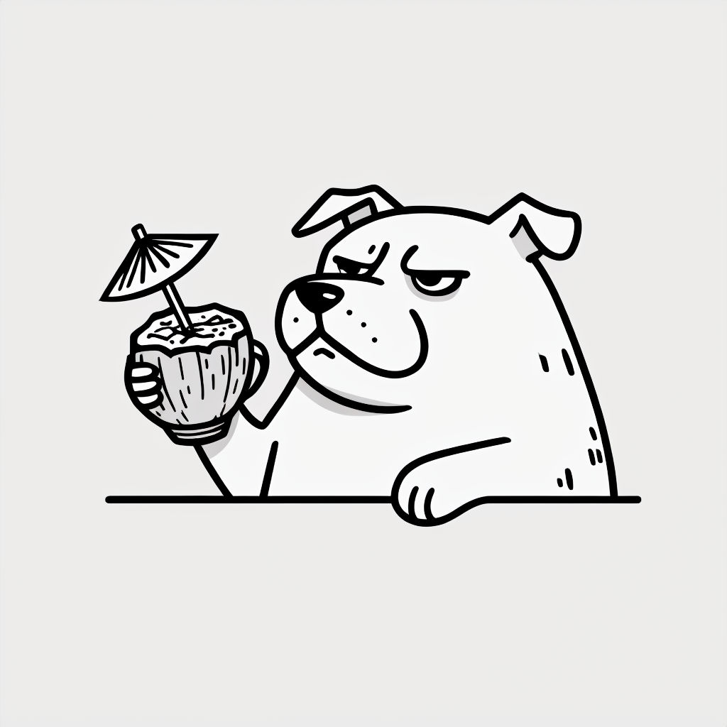 Funny Cartoon Dog with Coconut Drink Minimalist T-Shirt