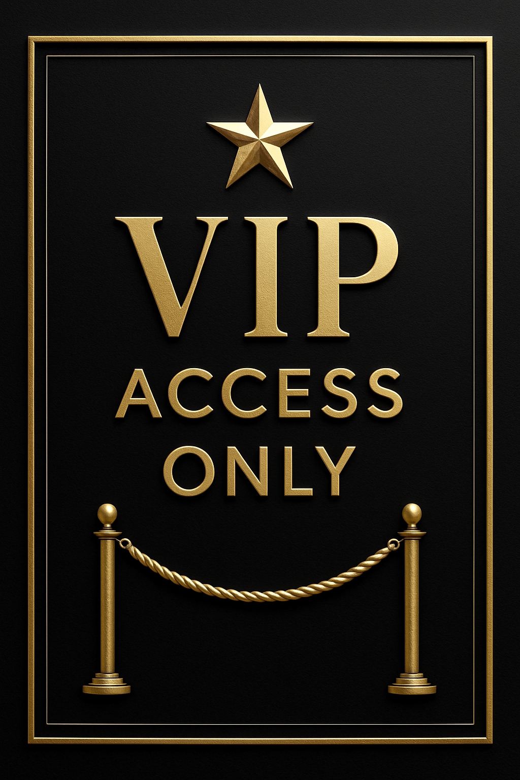 Luxurious Gold VIP Access Only Sign for Exclusive Events Event Sign
