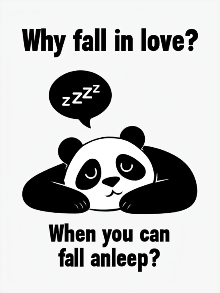 Sleepy Panda Humor with Why Fall in Love Text T-shirt