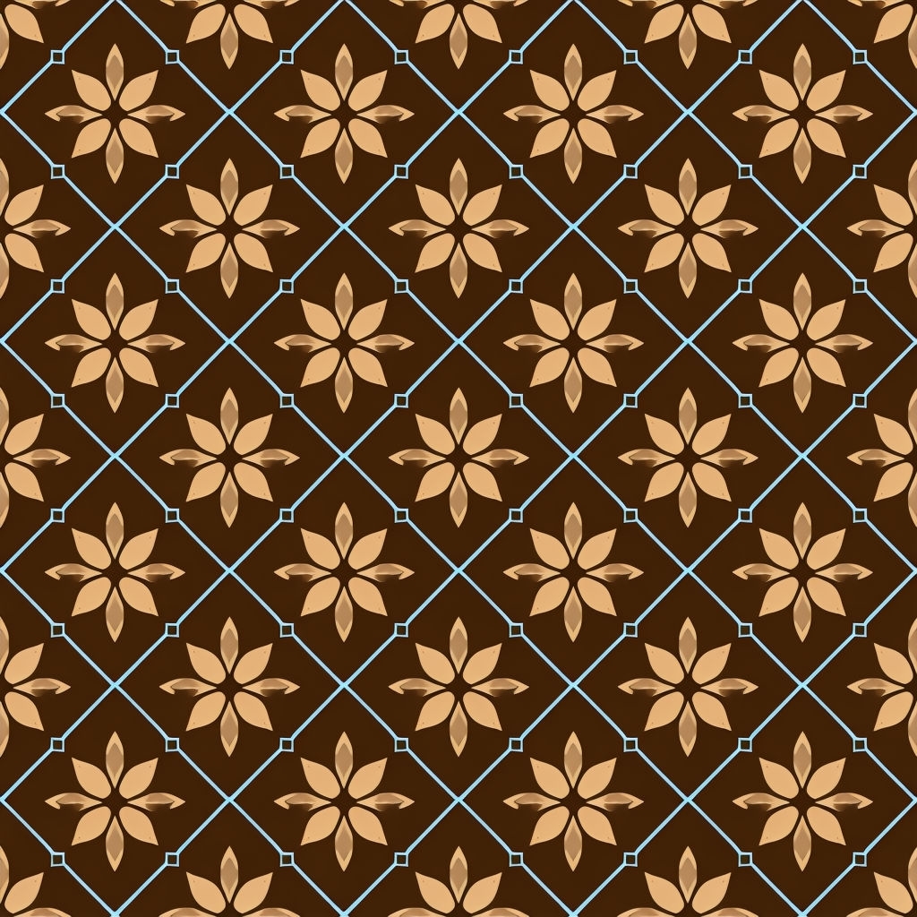 Stylish Geometric Floral Pattern in Brown and Beige Seamless Pattern