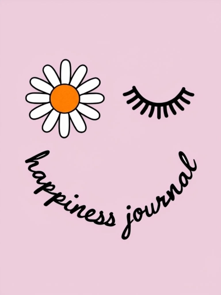 Minimalist Happiness Journal Floral Illustration EBook Cover