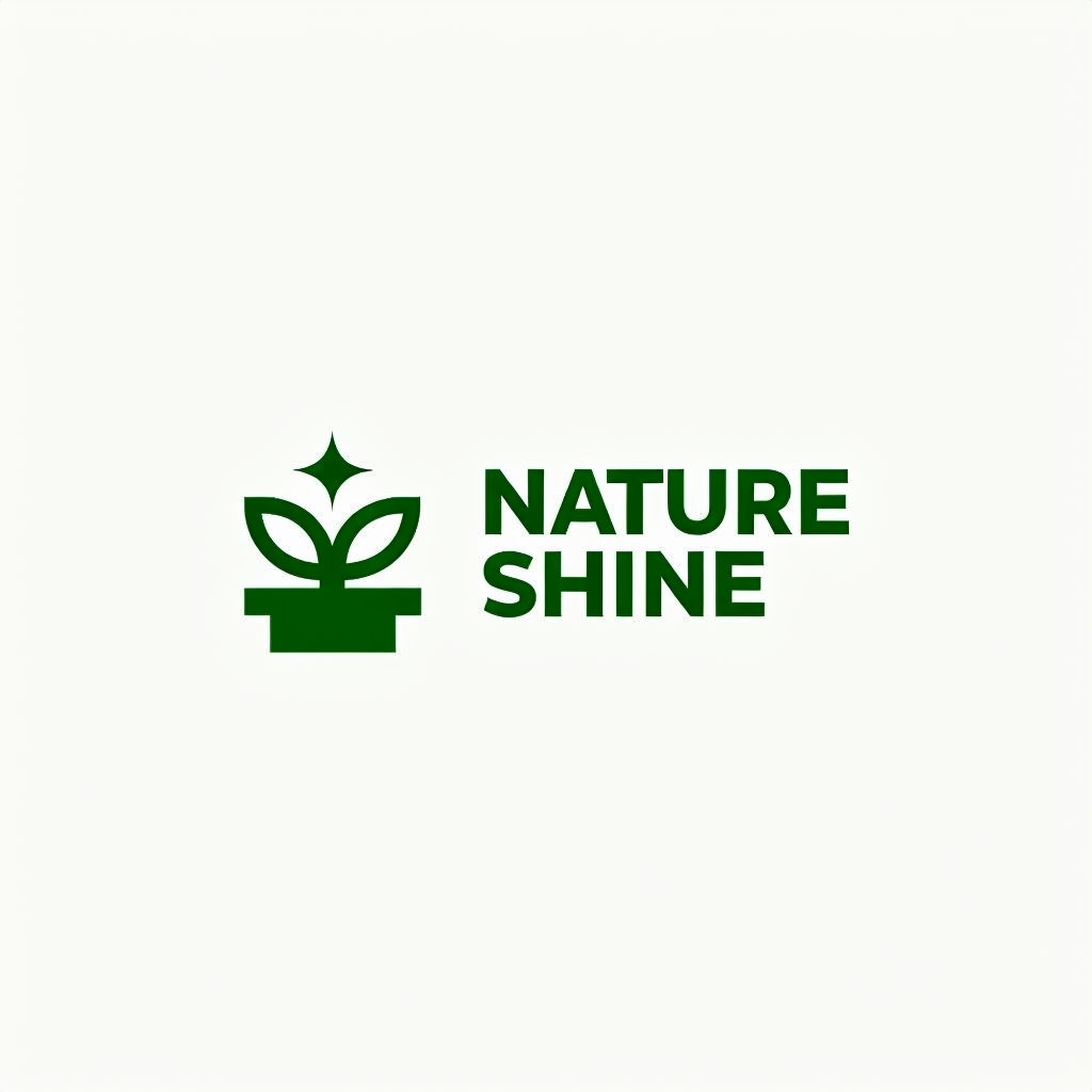 Minimalist Green Nature Shine Logo Design on White Background