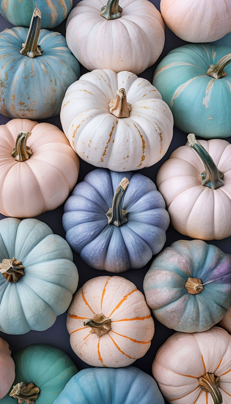 Pastel Decorative Pumpkins Close-Up Photography Mobile Wallpaper