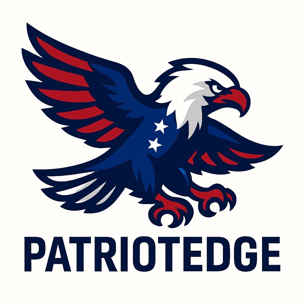 Patriotic Eagle Illustration with Stars and Bold Text for Hats