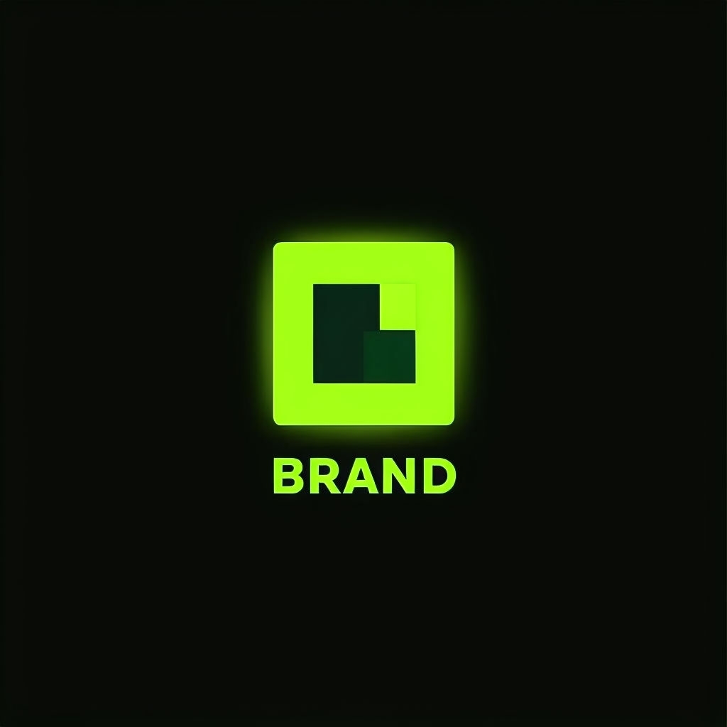 Minimalist Lime Green Logo Design on Black Background Logo