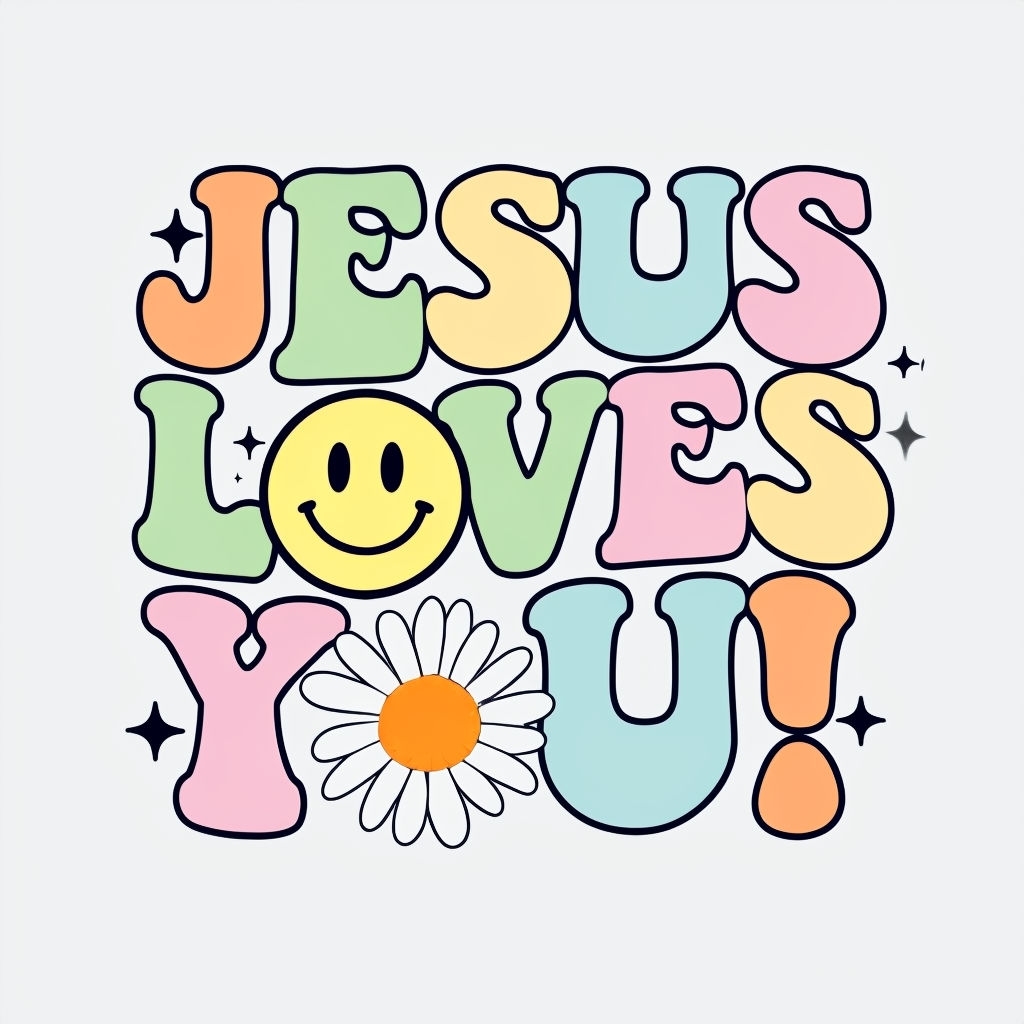 Pastel 'JESUS LOVES YOU!' Colorful Illustration Art