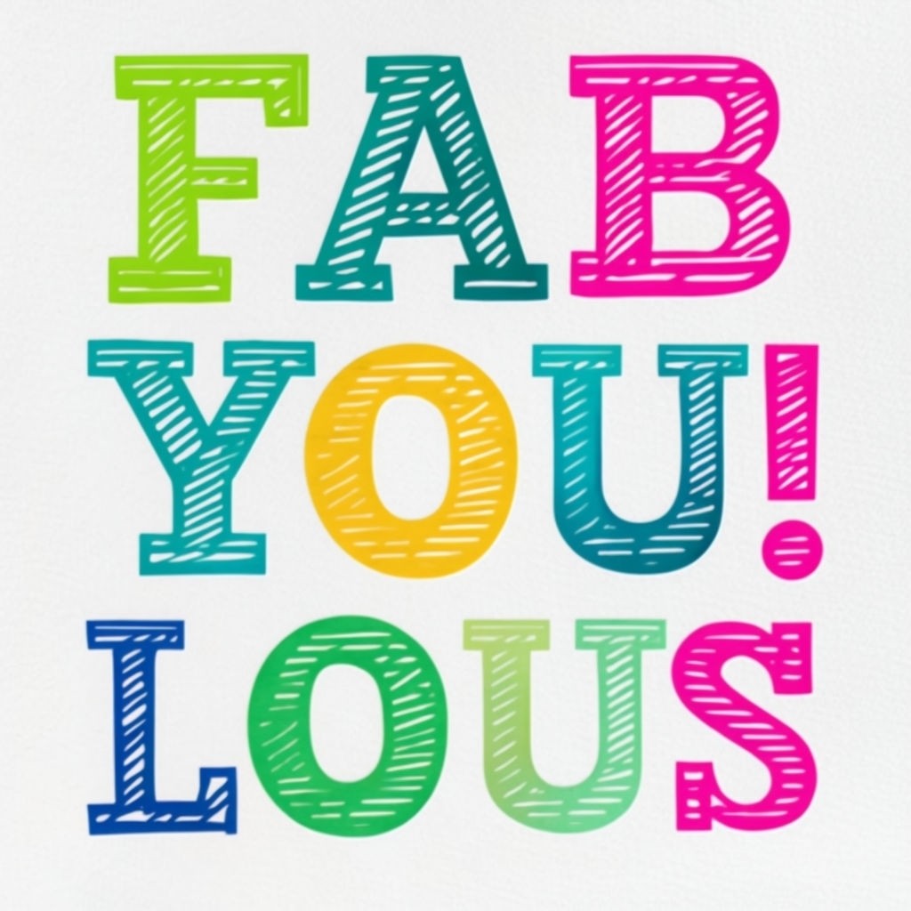 Vibrant Colorful Typography FAB YOU! LOUS Design Mug