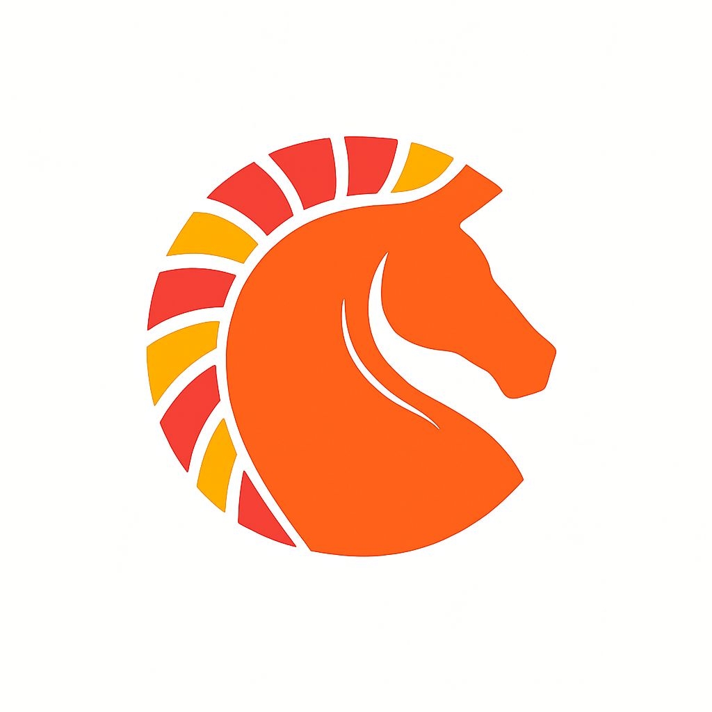 Stylized Horse Head Minimalist Orange Logo Design