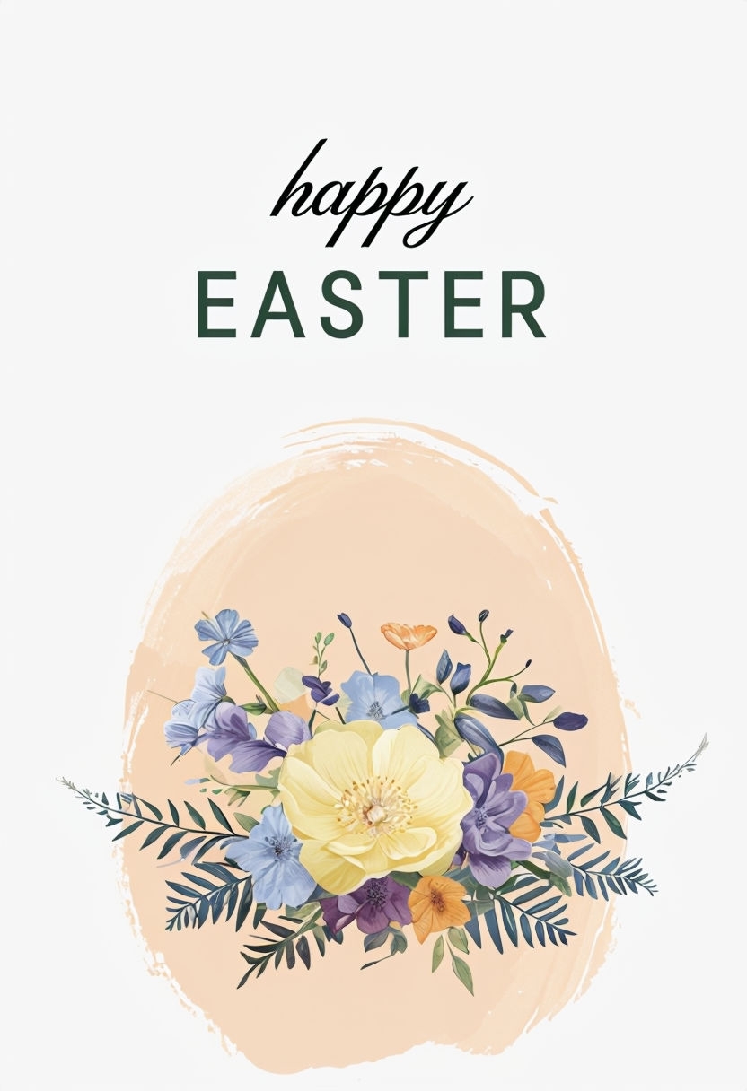 Elegant Happy Easter Anniversary Card with Floral Details