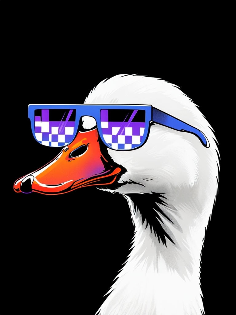 Trendy Duck Head Illustration with Cool Sunglasses Mobile Wallpaper