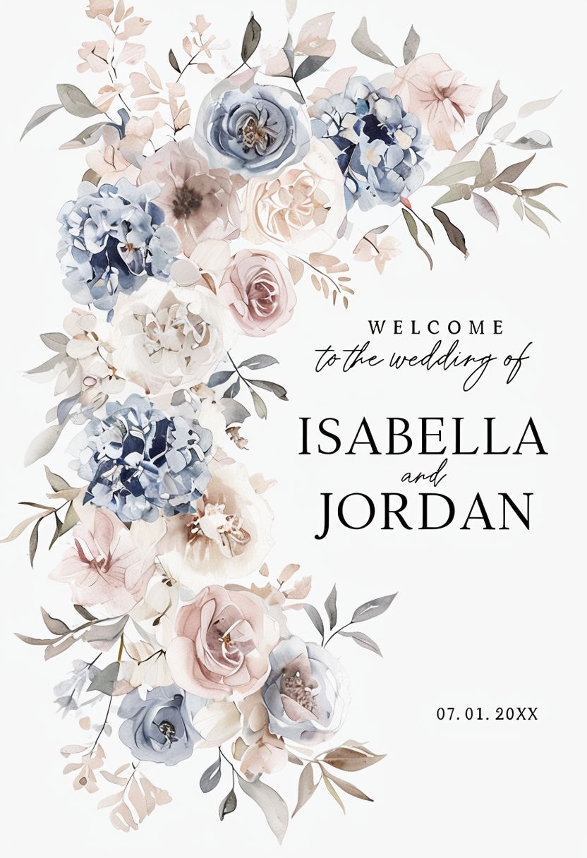 Elegant Wedding Welcome Sign for Isabella and Jordan Event Sign