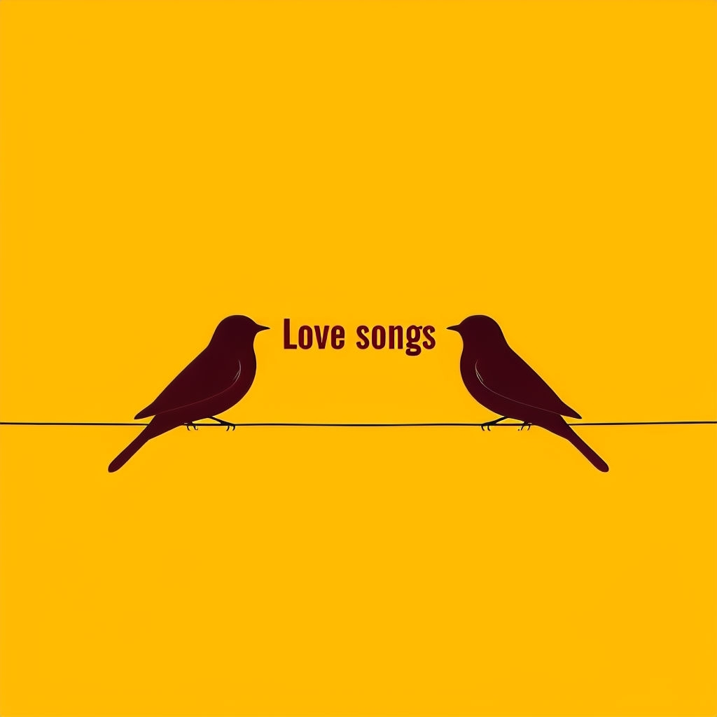 Minimalist Love Songs Design with Silhouetted Birds Cover Artwork Spotify Album Cover