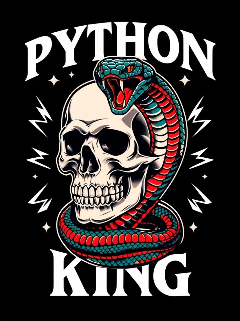 Bold Skull and Cobra Tattoo Art T-Shirt