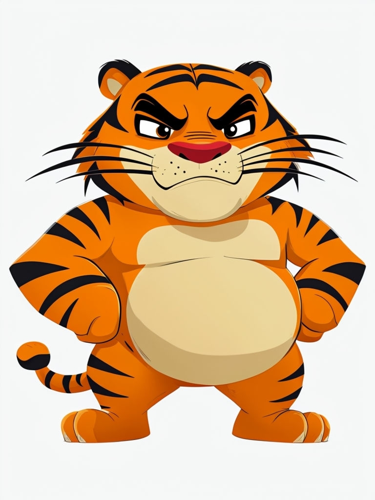 Vibrant Chubby Tiger Cartoon Illustration T-Shirt Design