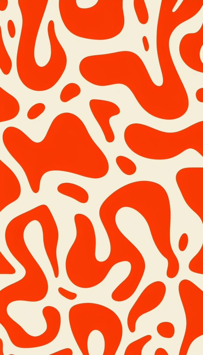 Vibrant Orange Fluid Abstract Design on Cream Background Phone Case Cover